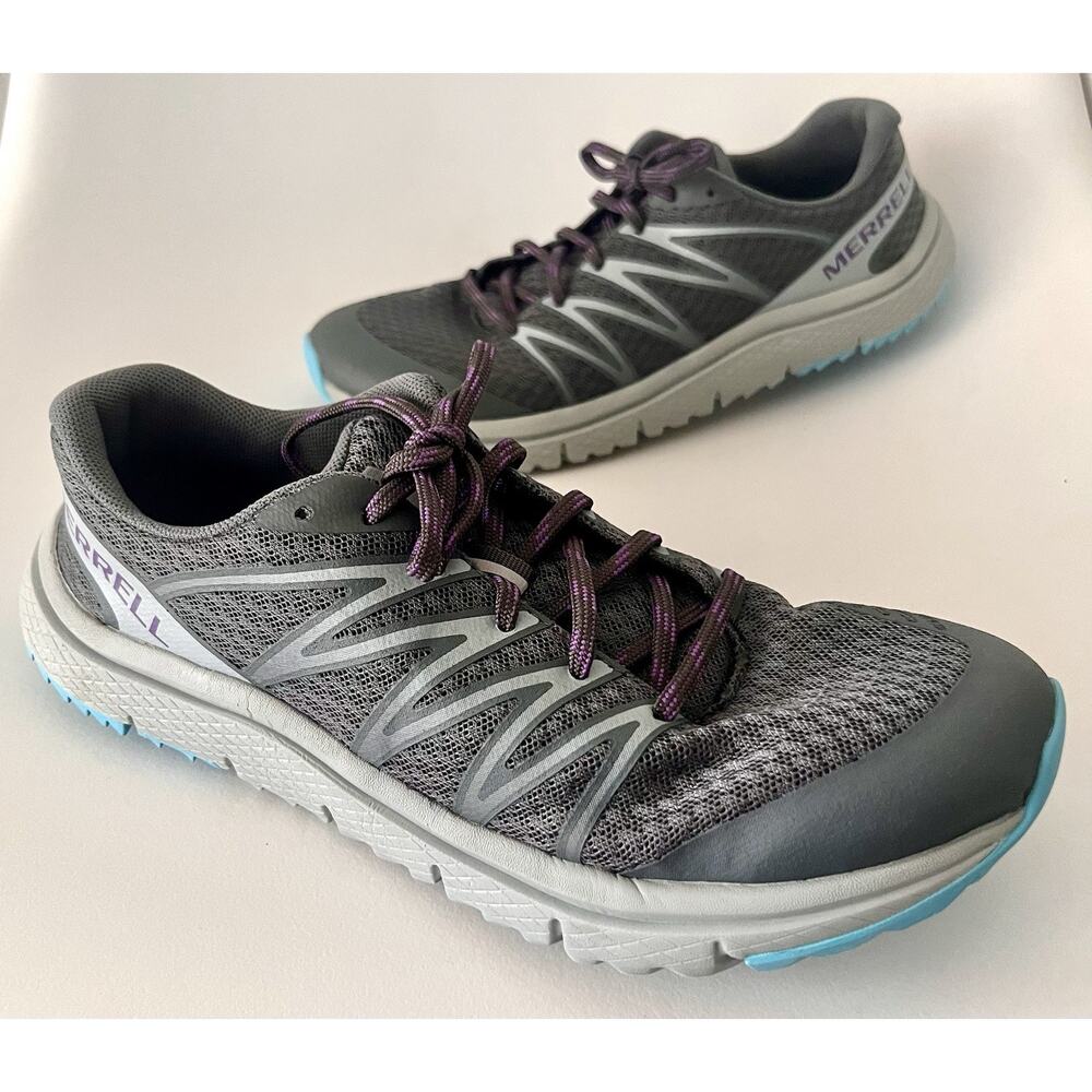 Merrell Overhaul Barefoot Running Shoes Womens 7.5 Gray Purple NWOB Trail Hiking